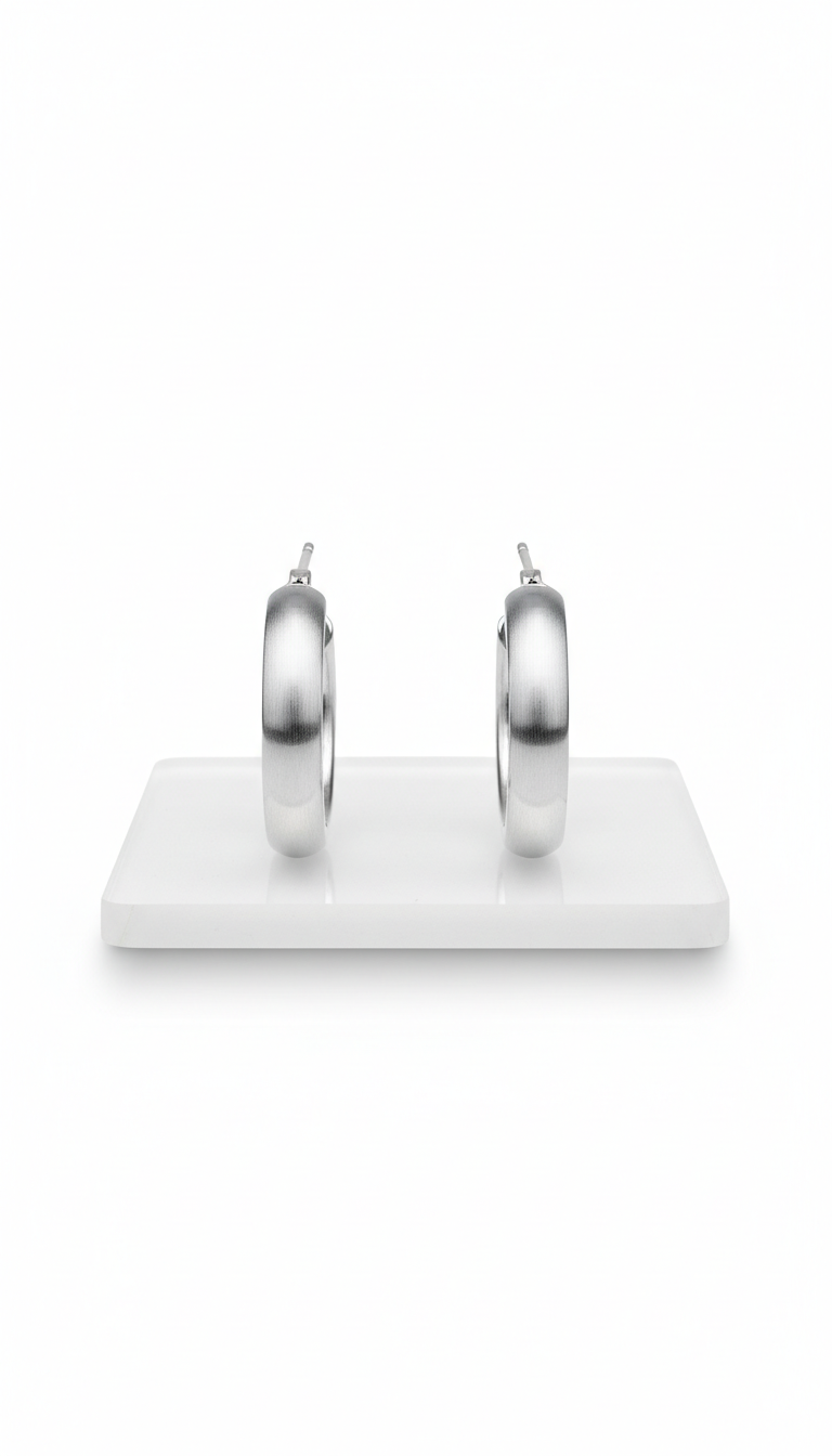 Aros de plata cepillada