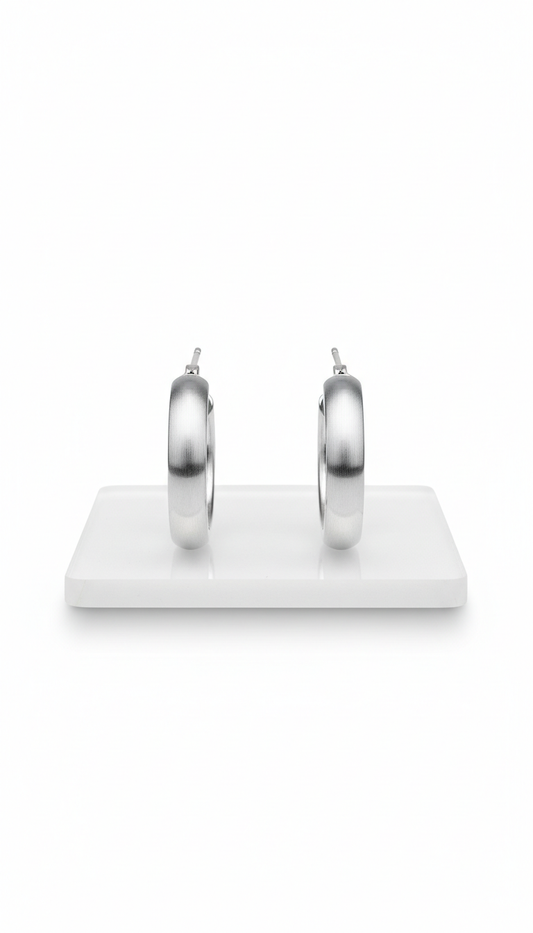 Aros de plata cepillada